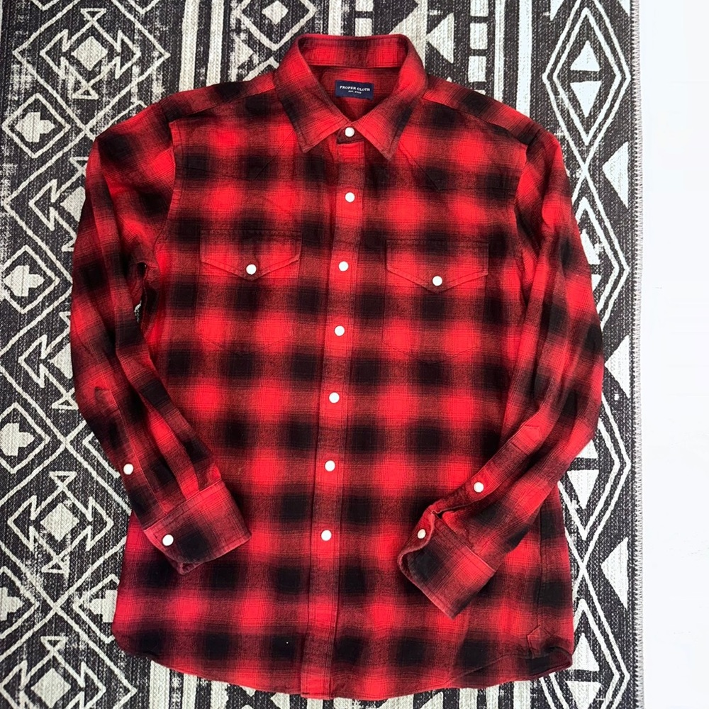 Proper Cloth Red and Black Plaid Men's Shirt